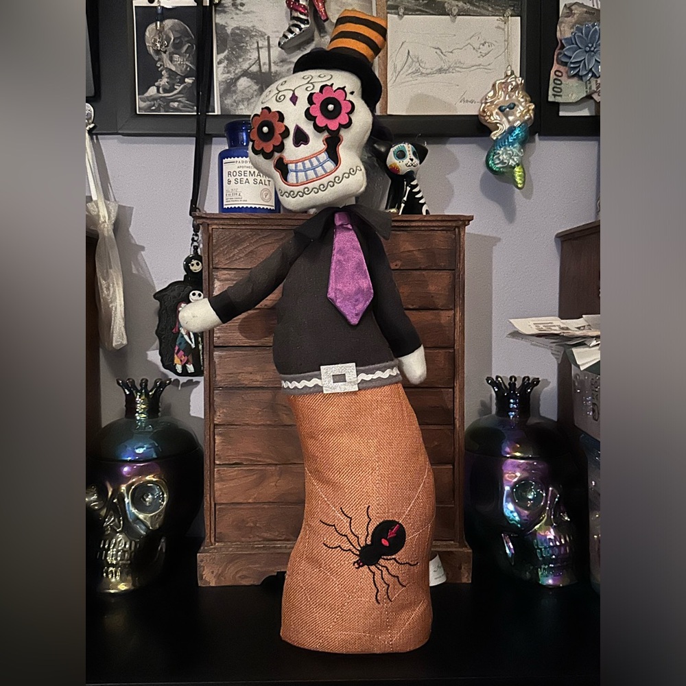 Halloween Sugar Skull with Top Hat Standing Decoration